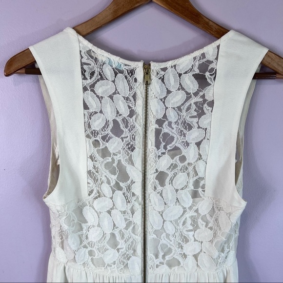 KIMCHI BLUE Urban Outfitters Lace Bodice Zipper Creme Mini Dress Pockets Size  2 - Picture 7 of 12
